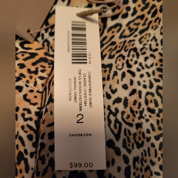 Chico's Leopard Print Button-Up Convertible Blouse NWT - Picture 14 of 15
